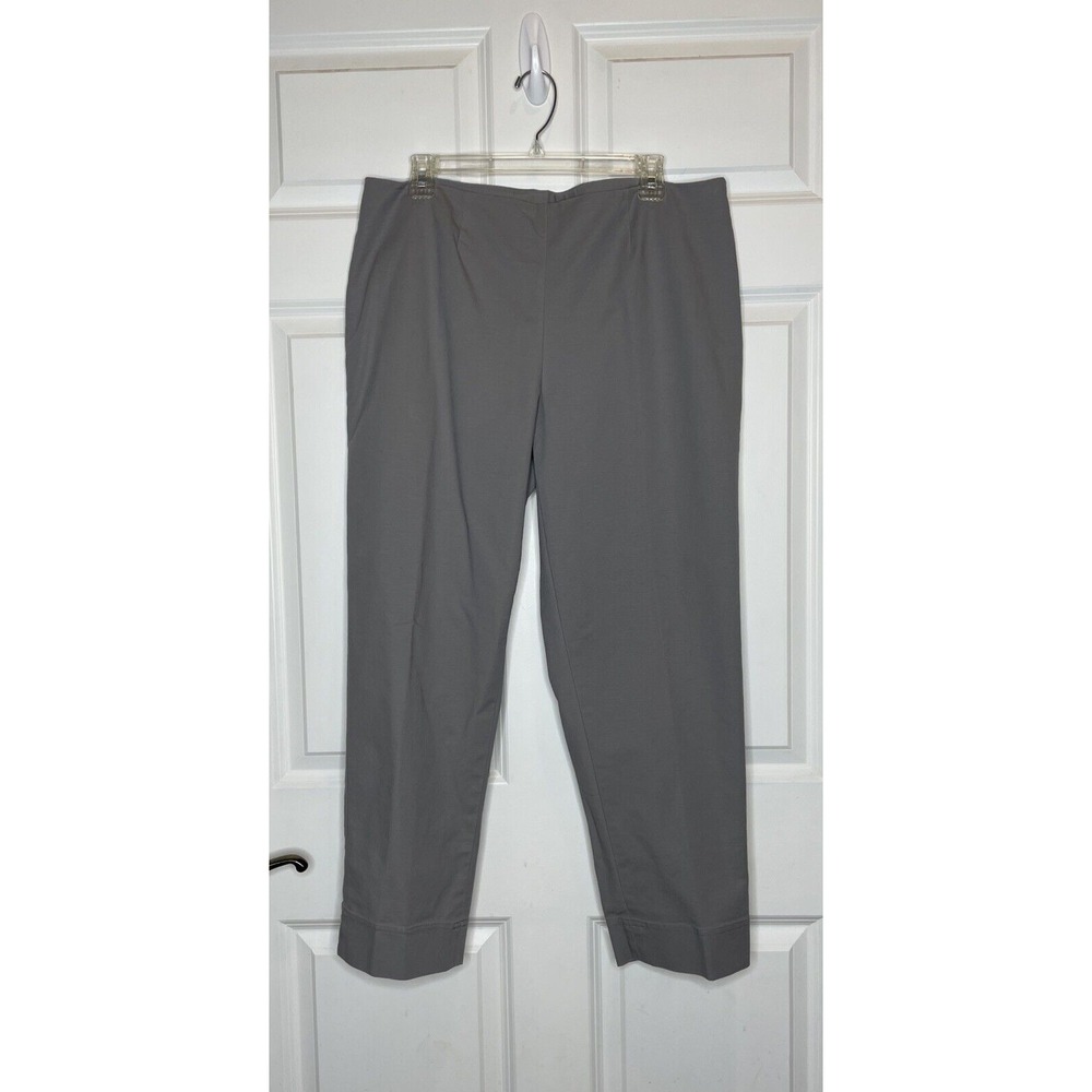 ELLEN TRACY Gray Dress Pants Womens Sz 14 Stretch, Side Zipper, Ankle Slits